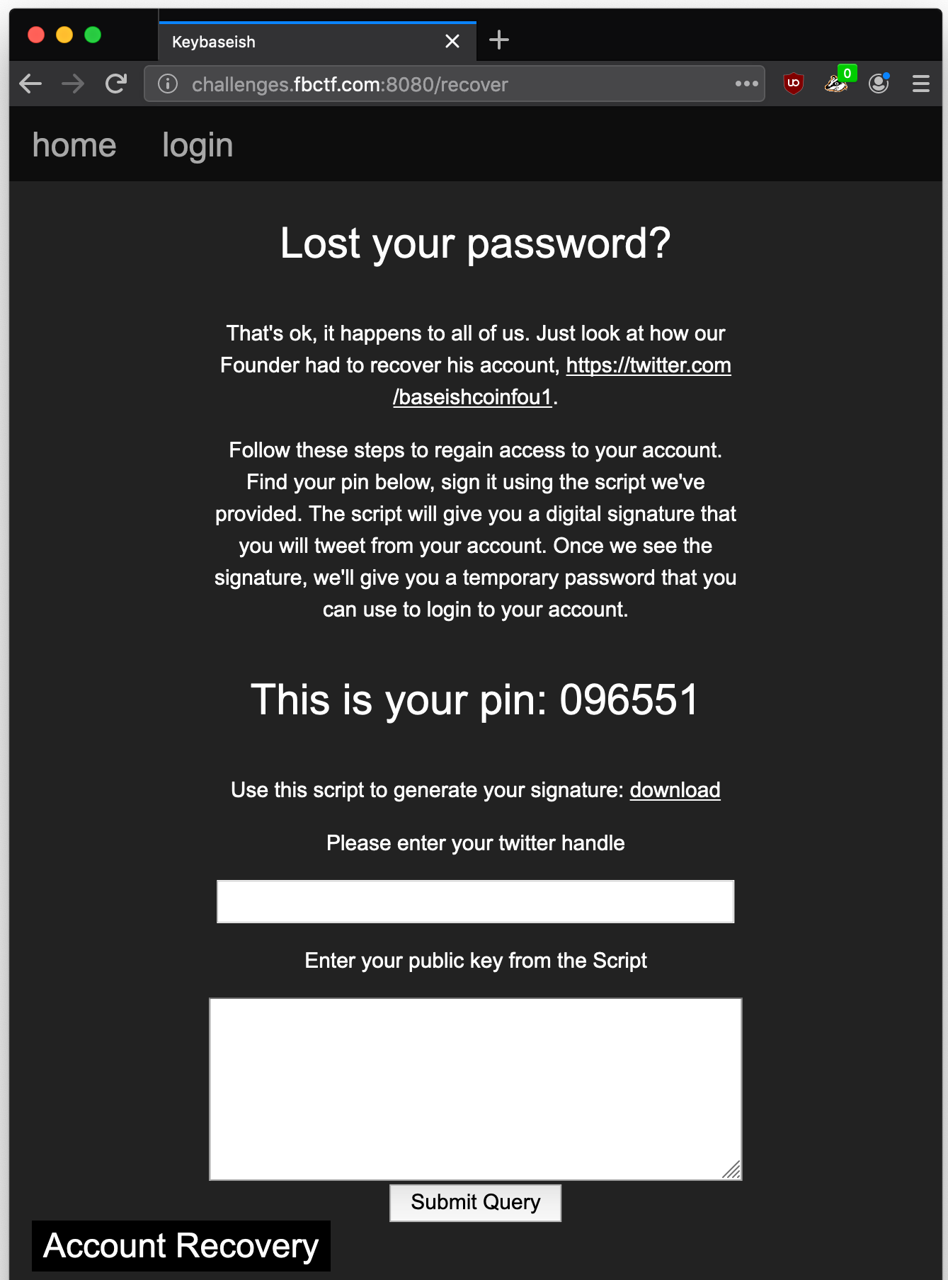 keybaseish Forgot Your Password Form